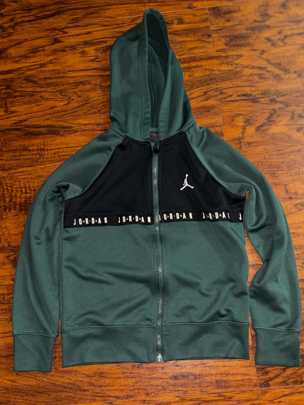 Air Jordan Kids Hooded Full-Zip Jacket Forest Green Black Zip Hoodie Boys 9-10